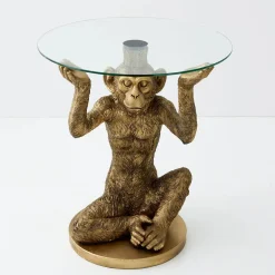 GigiandTom Resin Monkey Side Table Gold| Furniture, Mirrors & Lighting