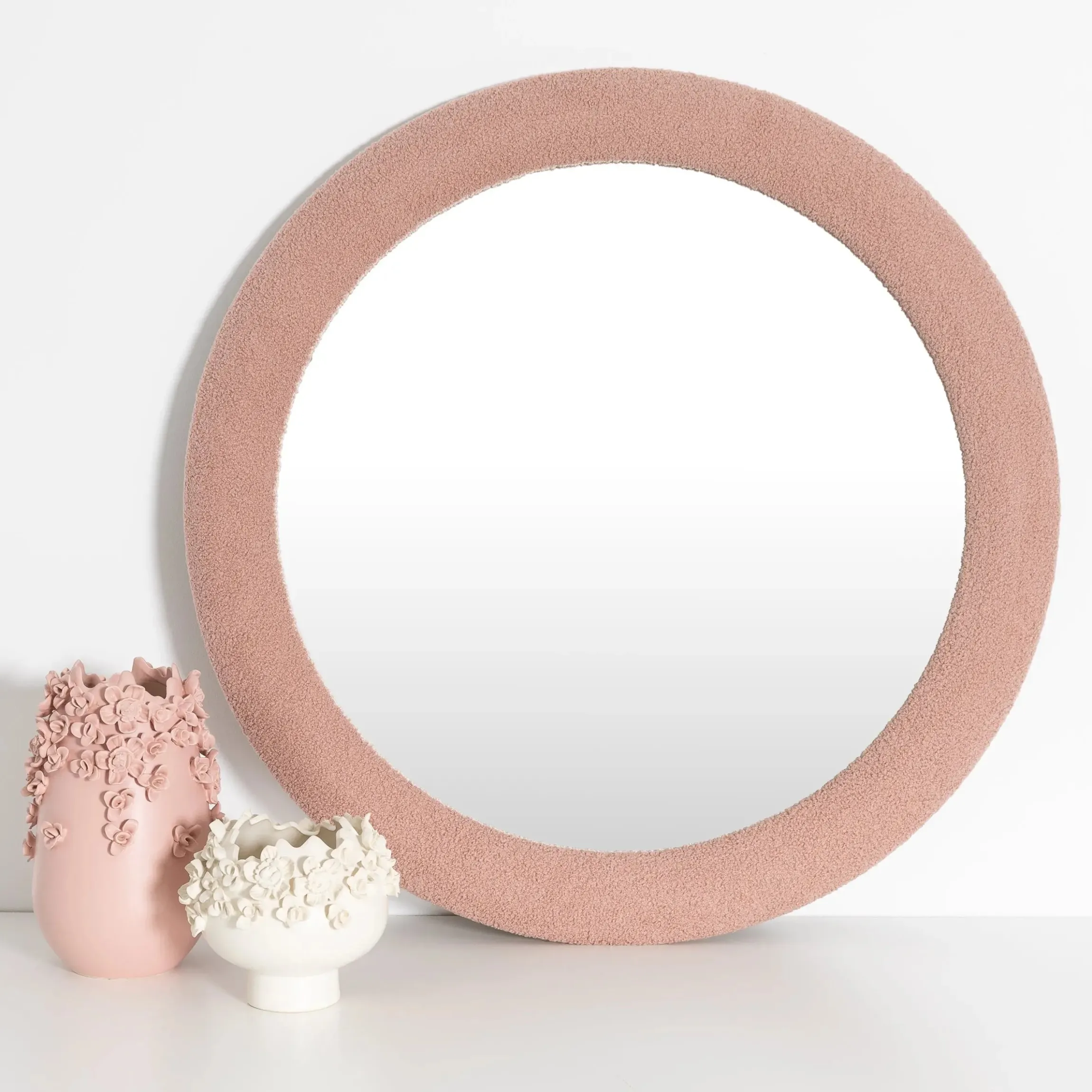 GigiandTom Round Boucle Wall Mirror Dusty Rose| Furniture, Mirrors & Lighting