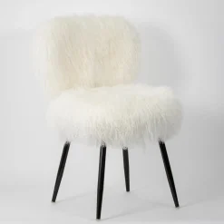 GigiandTom Shag Mohair Accent Chair Off White| Furniture, Mirrors & Lighting