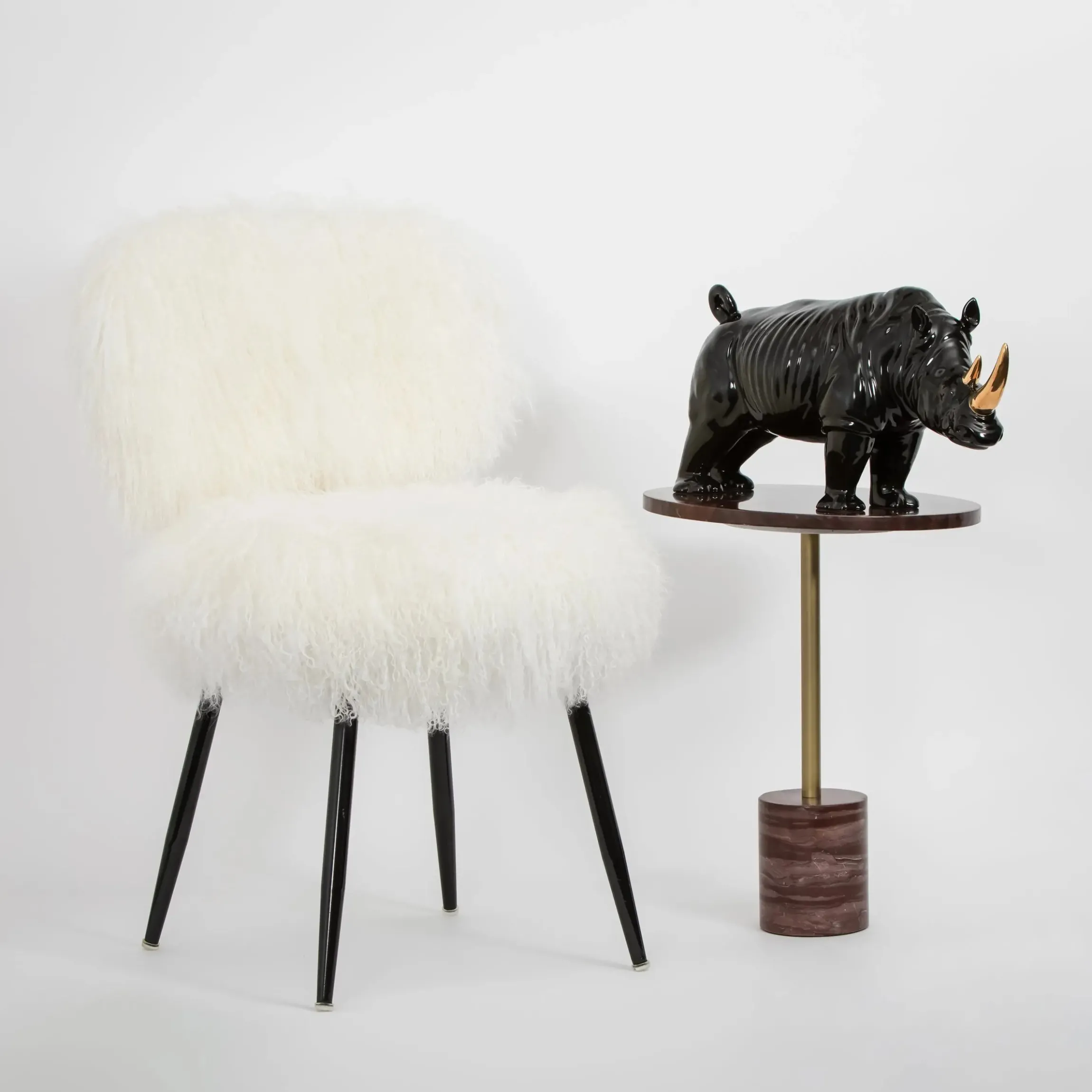 GigiandTom Shag Mohair Accent Chair Off White| Furniture, Mirrors & Lighting