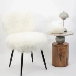 GigiandTom Shag Mohair Accent Chair Off White| Furniture, Mirrors & Lighting