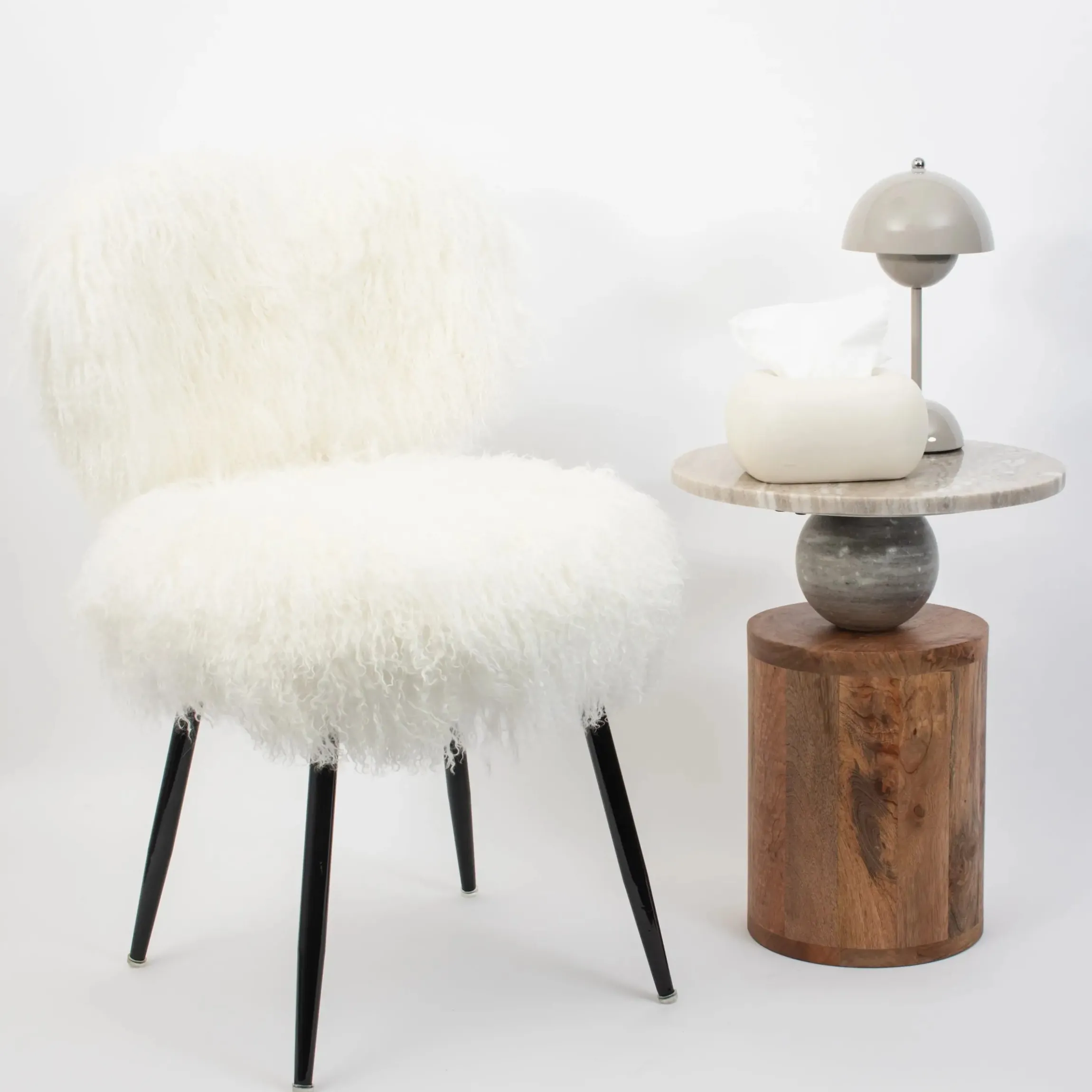 GigiandTom Shag Mohair Accent Chair Off White| Furniture, Mirrors & Lighting